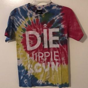 HUF tie dye DIE HIPPIE SCUM t-shirt
